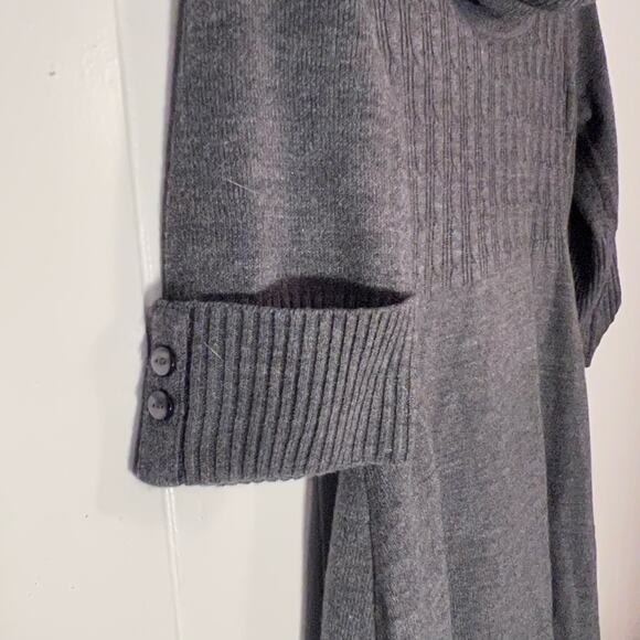 Take out ribbed cowl neck 1/2 sleeve gray sweater y2k style size large fall - Picture 5 of 7
